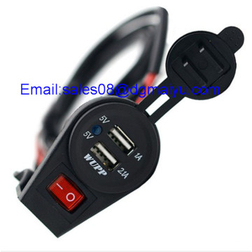 12-24V Dual USB Charge Socket com interruptor para motocicleta carro